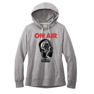 On Air Podcast Microphone Radio Show Host Music DJ Women's Fleece Hoodie