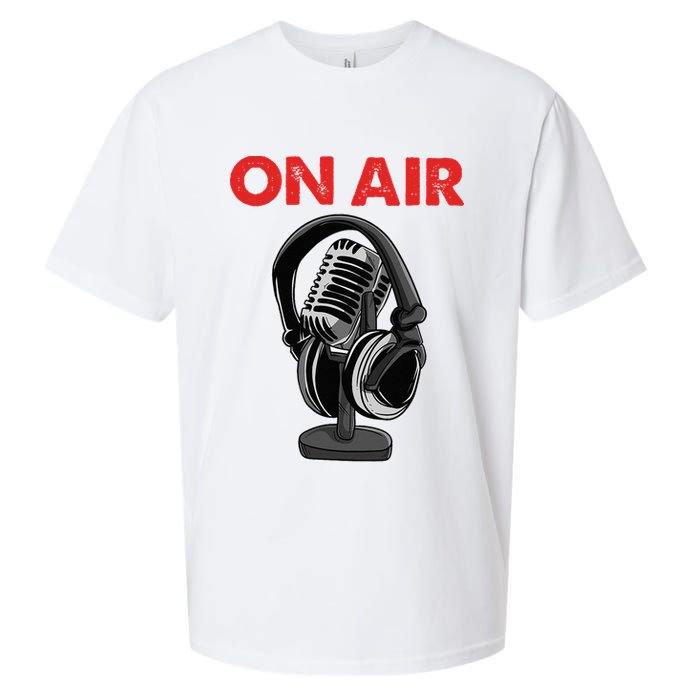 On Air Podcast Microphone Radio Show Host Music DJ Sueded Cloud Jersey T-Shirt