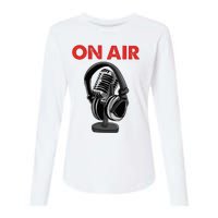 On Air Podcast Microphone Radio Show Host Music DJ Womens Cotton Relaxed Long Sleeve T-Shirt