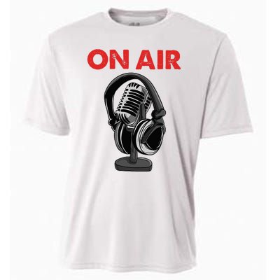 On Air Podcast Microphone Radio Show Host Music DJ Cooling Performance Crew T-Shirt