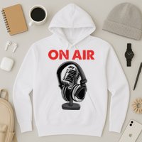 On Air Podcast Microphone Radio Show Host Music DJ Hoodie