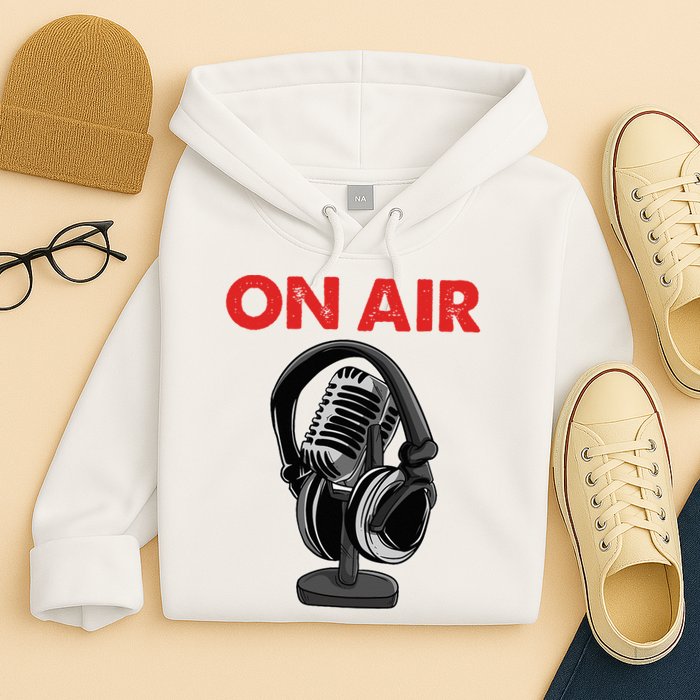 On Air Podcast Microphone Radio Show Host Music DJ Hoodie