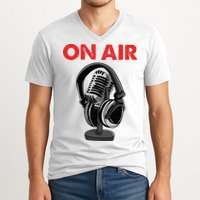On Air Podcast Microphone Radio Show Host Music DJ V-Neck T-Shirt