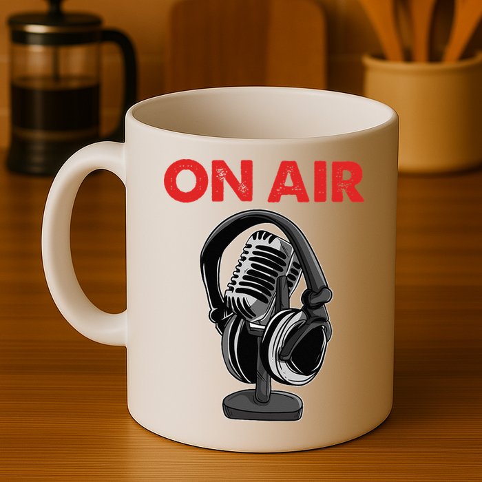 On Air Podcast Microphone Radio Show Host Music DJ Mug