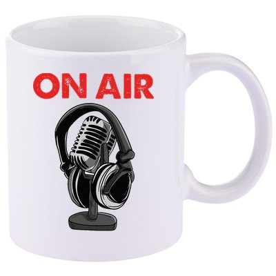 On Air Podcast Microphone Radio Show Host Music DJ 11oz C Handle Ceramic Mug