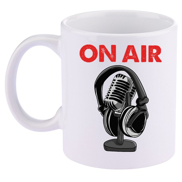 On Air Podcast Microphone Radio Show Host Music DJ 11oz C Handle Ceramic Mug