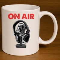 On Air Podcast Microphone Radio Show Host Music DJ 11oz C Handle Ceramic Mug