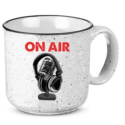 On Air Podcast Microphone Radio Show Host Music DJ 15oz Campfire Ceramic Mug