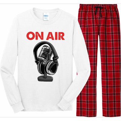 On Air Podcast Microphone Radio Show Host Music DJ Long Sleeve Pajama Set