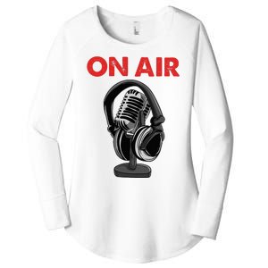 On Air Podcast Microphone Radio Show Host Music DJ Women's Perfect Tri Tunic Long Sleeve Shirt