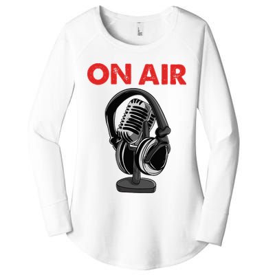 On Air Podcast Microphone Radio Show Host Music DJ Women's Perfect Tri Tunic Long Sleeve Shirt