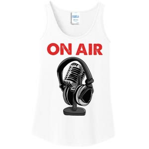 On Air Podcast Microphone Radio Show Host Music DJ Ladies Essential Tank