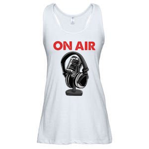 On Air Podcast Microphone Radio Show Host Music DJ Ladies Essential Flowy Tank