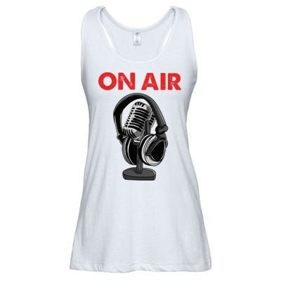 On Air Podcast Microphone Radio Show Host Music DJ Ladies Essential Flowy Tank