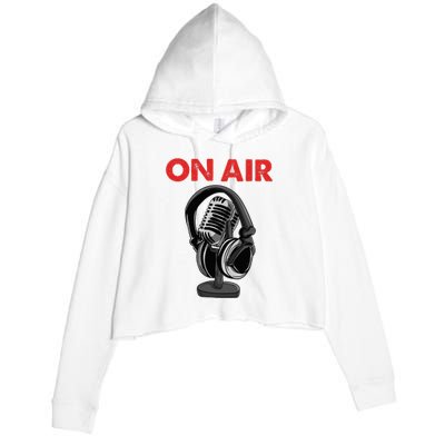 On Air Podcast Microphone Radio Show Host Music DJ Crop Fleece Hoodie