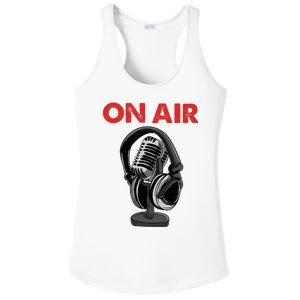 On Air Podcast Microphone Radio Show Host Music DJ Ladies PosiCharge Competitor Racerback Tank