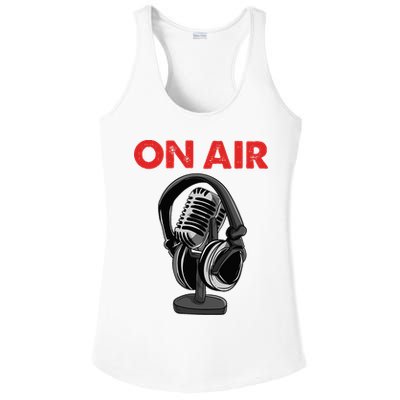 On Air Podcast Microphone Radio Show Host Music DJ Ladies PosiCharge Competitor Racerback Tank