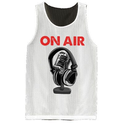 On Air Podcast Microphone Radio Show Host Music DJ Mesh Reversible Basketball Jersey Tank