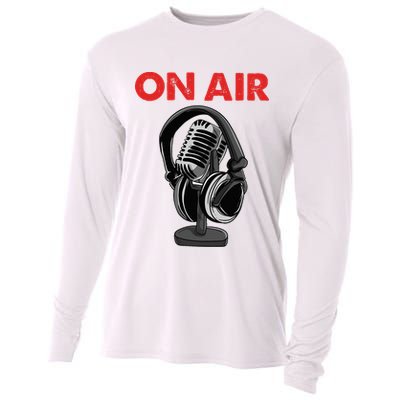 On Air Podcast Microphone Radio Show Host Music DJ Cooling Performance Long Sleeve Crew