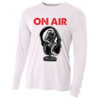On Air Podcast Microphone Radio Show Host Music DJ Cooling Performance Long Sleeve Crew