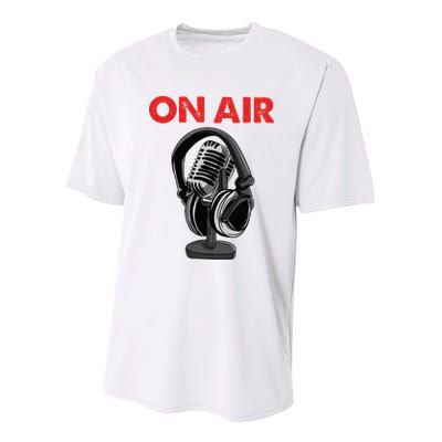 On Air Podcast Microphone Radio Show Host Music DJ Youth Performance Sprint T-Shirt