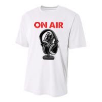 On Air Podcast Microphone Radio Show Host Music DJ Youth Performance Sprint T-Shirt