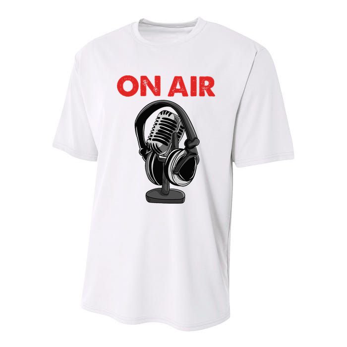 On Air Podcast Microphone Radio Show Host Music DJ Youth Performance Sprint T-Shirt