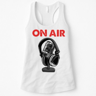 On Air Podcast Microphone Radio Show Host Music DJ Womens Tank Top