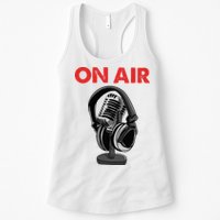 On Air Podcast Microphone Radio Show Host Music DJ Womens Tank Top