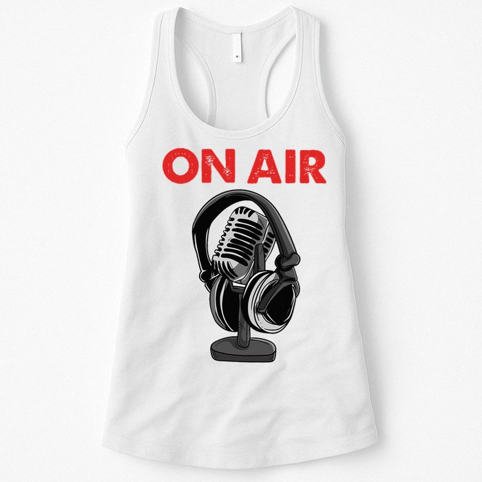 On Air Podcast Microphone Radio Show Host Music DJ Womens Tank Top
