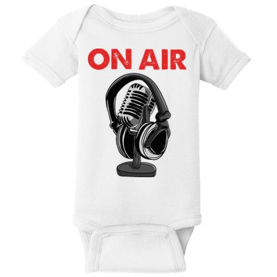 On Air Podcast Microphone Radio Show Host Music DJ Baby Bodysuit