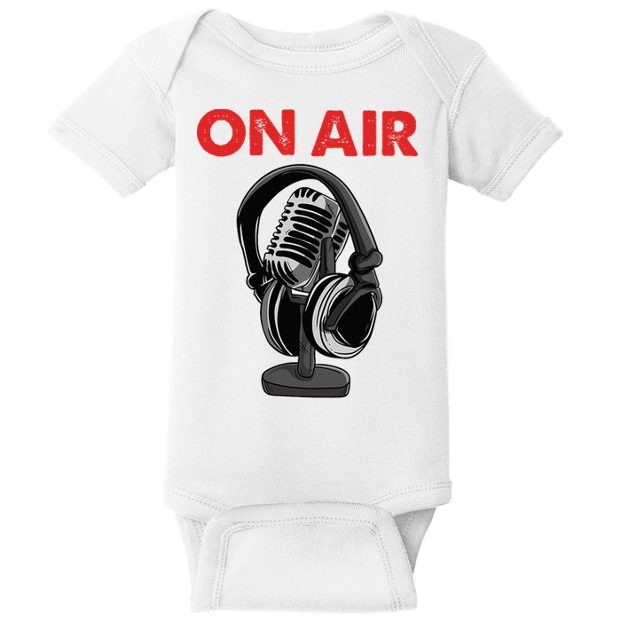 On Air Podcast Microphone Radio Show Host Music DJ Baby Bodysuit