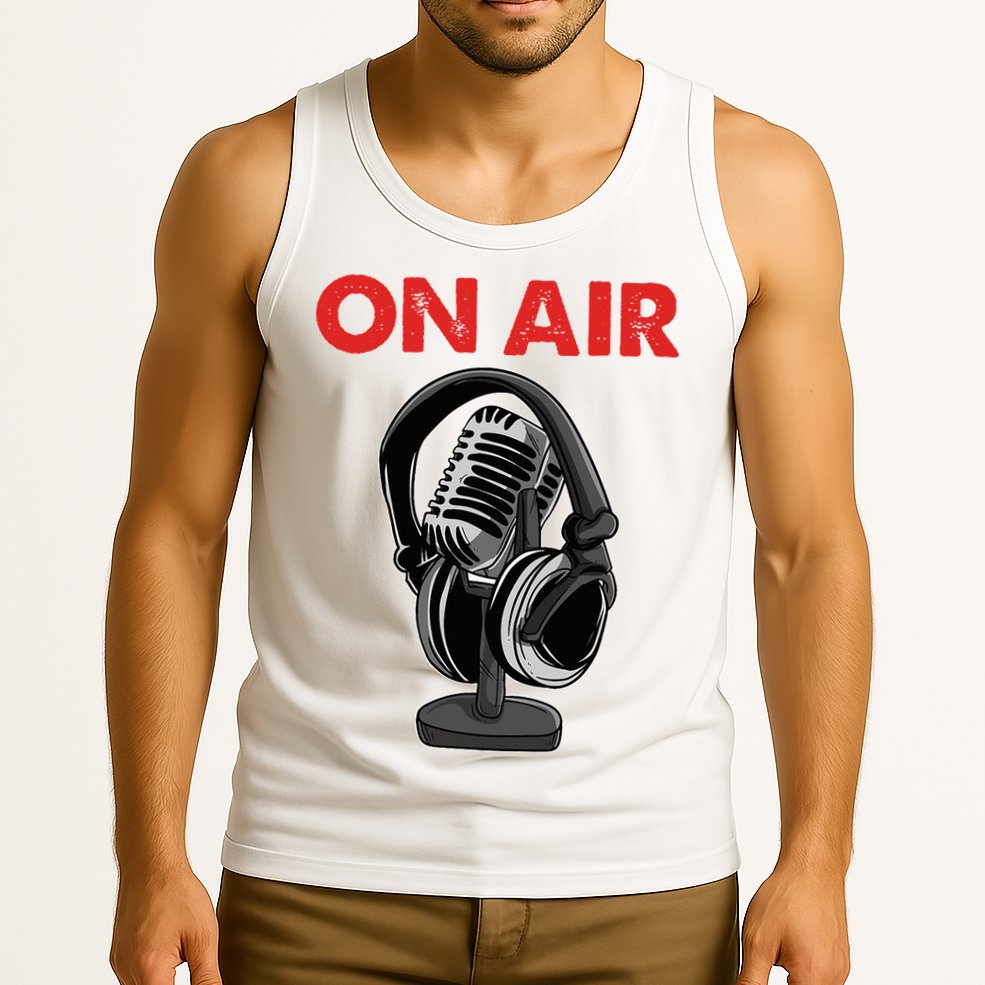 On Air Podcast Microphone Radio Show Host Music DJ Tank Top