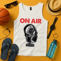 On Air Podcast Microphone Radio Show Host Music DJ Tank Top