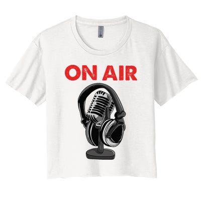 On Air Podcast Microphone Radio Show Host Music DJ Crop Top