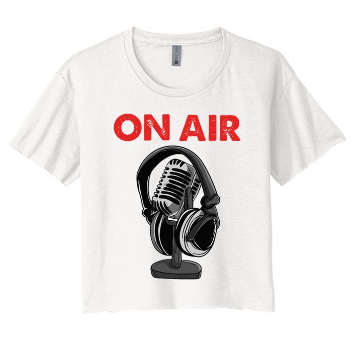 On Air Podcast Microphone Radio Show Host Music DJ Crop Top