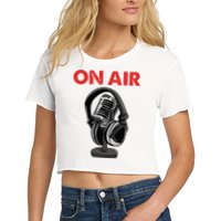 On Air Podcast Microphone Radio Show Host Music DJ Crop Top