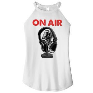 On Air Podcast Microphone Radio Show Host Music DJ Women's Perfect Tri Rocker Tank