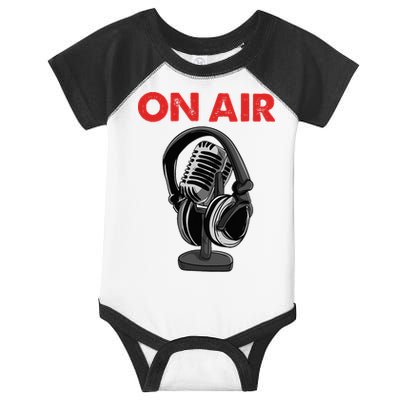 On Air Podcast Microphone Radio Show Host Music DJ Infant Baby Jersey Bodysuit