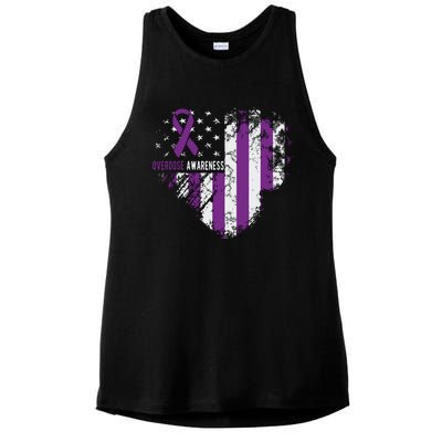 Overdose Awareness Purple Ribbon Drug Addiction Ladies PosiCharge Tri-Blend Wicking Tank