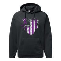 Overdose Awareness Purple Ribbon Drug Addiction Performance Fleece Hoodie