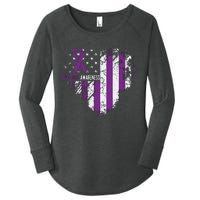 Overdose Awareness Purple Ribbon Drug Addiction Women's Perfect Tri Tunic Long Sleeve Shirt