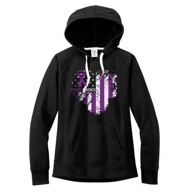 Overdose Awareness Purple Ribbon Drug Addiction Women's Fleece Hoodie