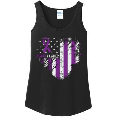 Overdose Awareness Purple Ribbon Drug Addiction Ladies Essential Tank