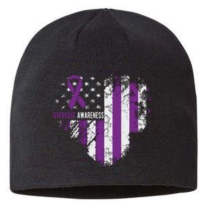 Overdose Awareness Purple Ribbon Drug Addiction Sustainable Beanie