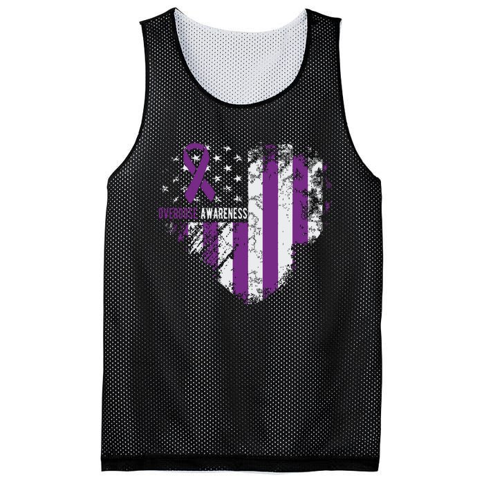 Overdose Awareness Purple Ribbon Drug Addiction Mesh Reversible Basketball Jersey Tank