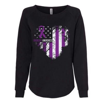 Overdose Awareness Purple Ribbon Drug Addiction Womens California Wash Sweatshirt