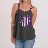 Overdose Awareness Purple Ribbon Drug Addiction Women's Strappy Tank