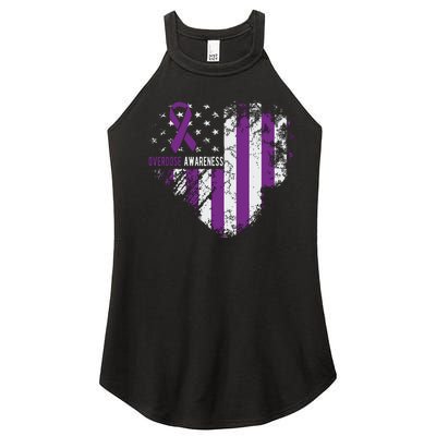 Overdose Awareness Purple Ribbon Drug Addiction Women's Perfect Tri Rocker Tank