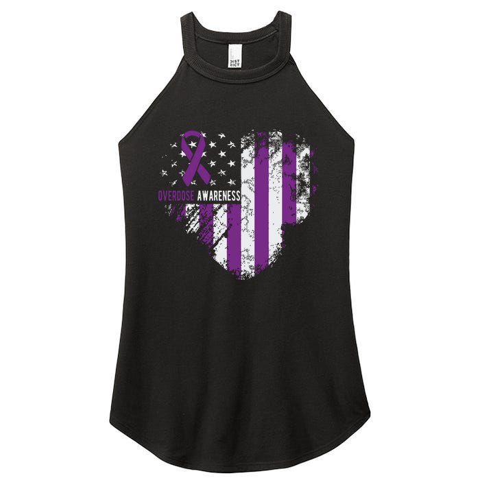 Overdose Awareness Purple Ribbon Drug Addiction Women's Perfect Tri Rocker Tank